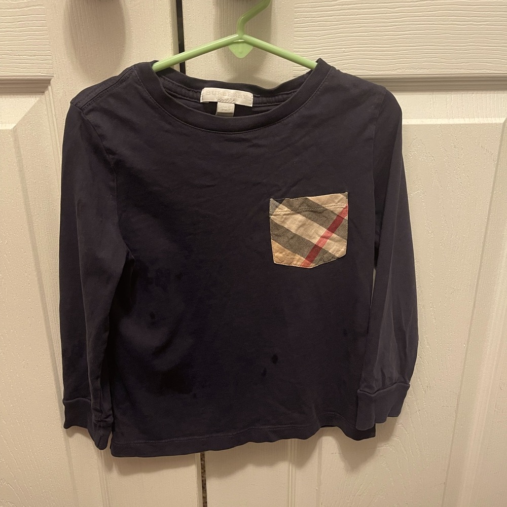 Burberry child shirt navy blue long sleeve tee 4T